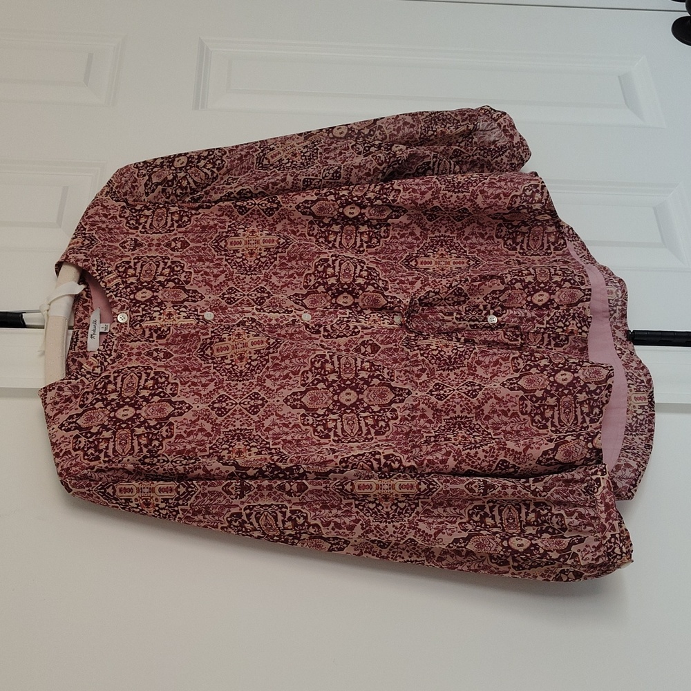 MADEWELL DRAWSTRING TOP IN KALEIDOSCOPE PRINT BLUSH BLOUSE SIZE S - Picture 5 of 14